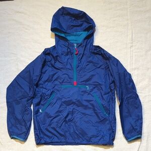 Retro Blue Hooded Windbreaker